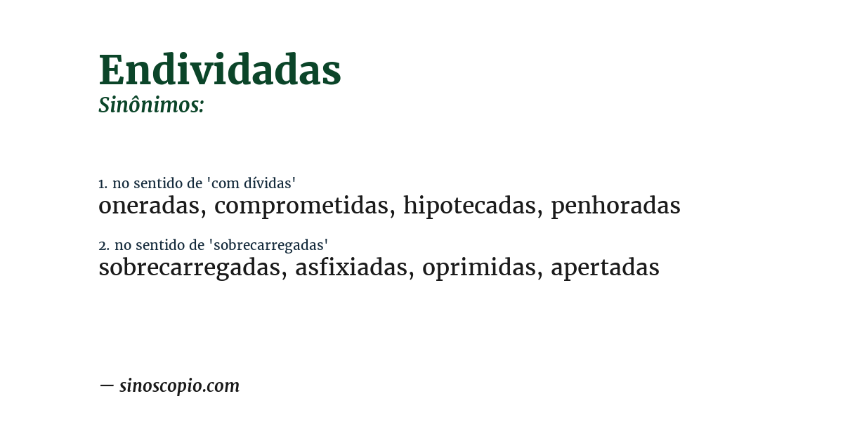 Sinônimo de endividadas