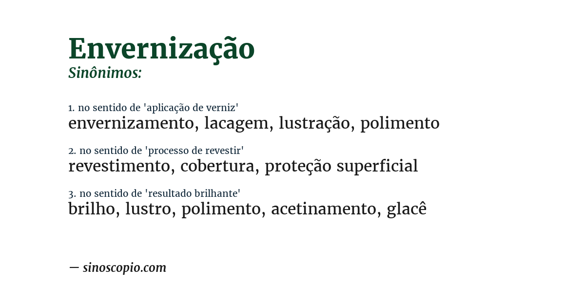 Sinônimo de envernização