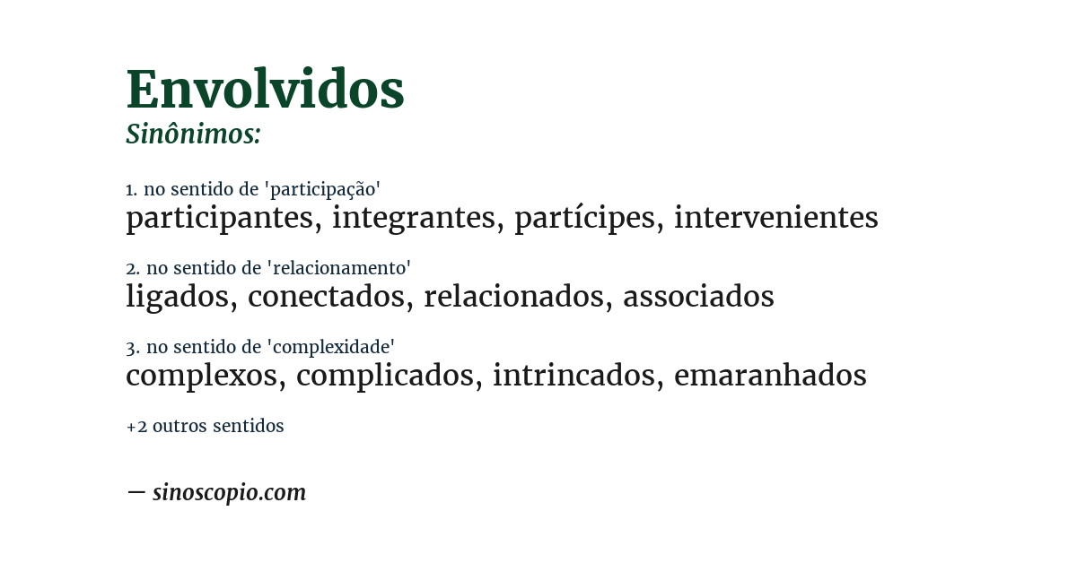 Sinônimo de envolvidos