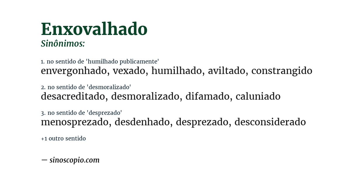 Sinônimo de enxovalhado