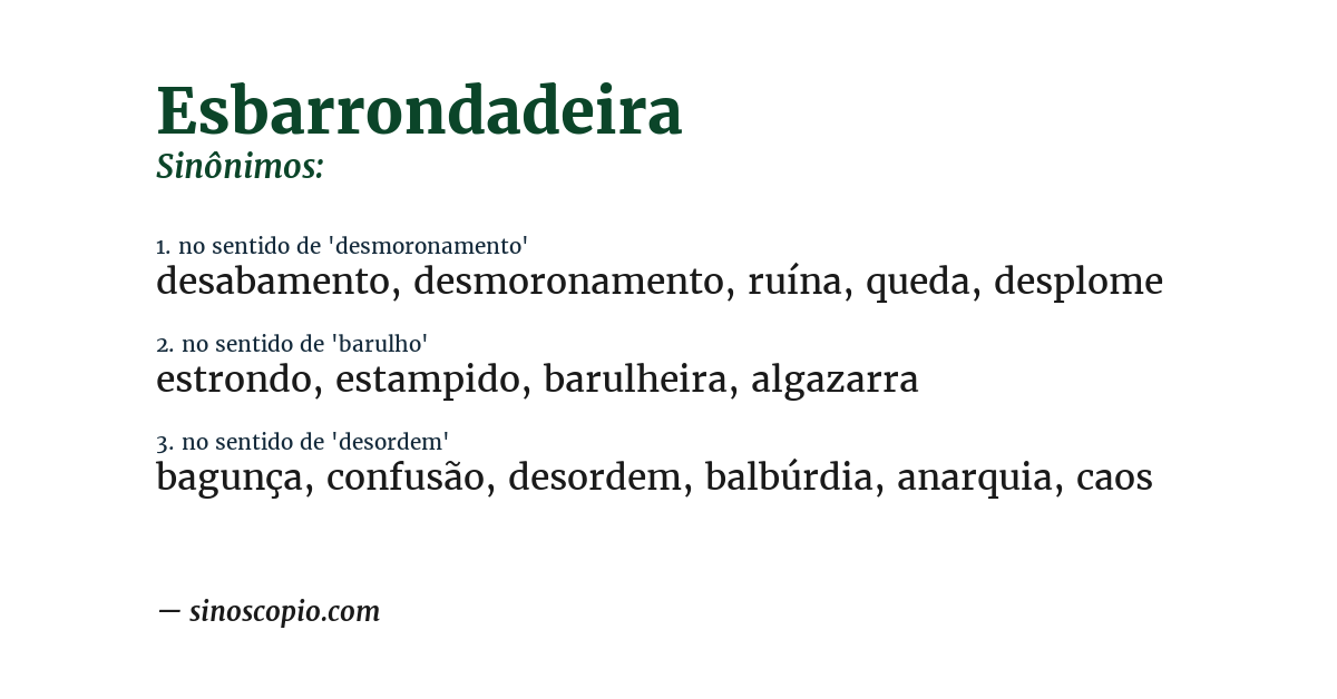 Sinônimo de esbarrondadeira