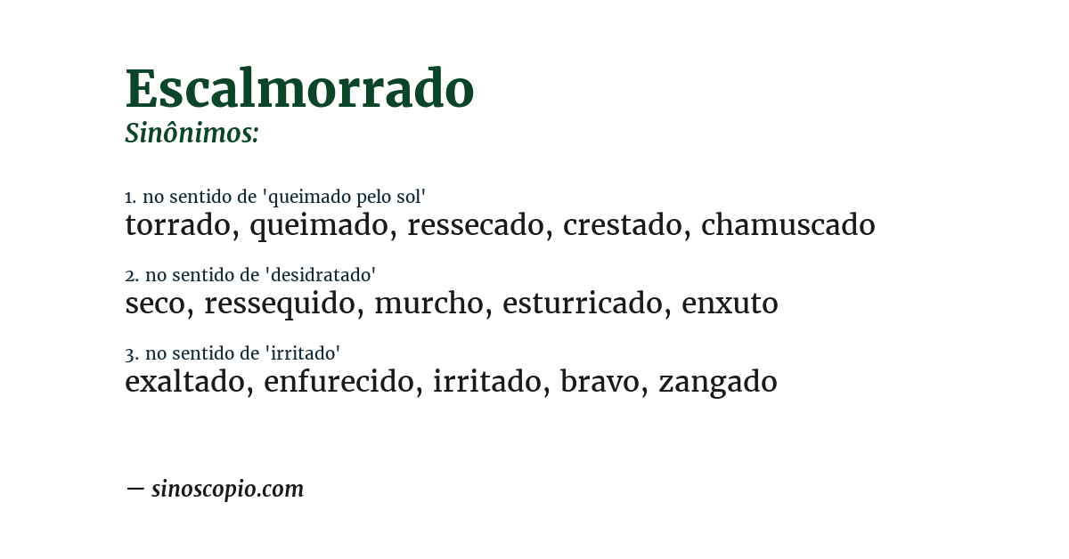 Sinônimo de escalmorrado
