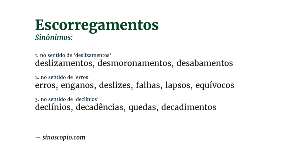Sinônimo de escorregamentos
