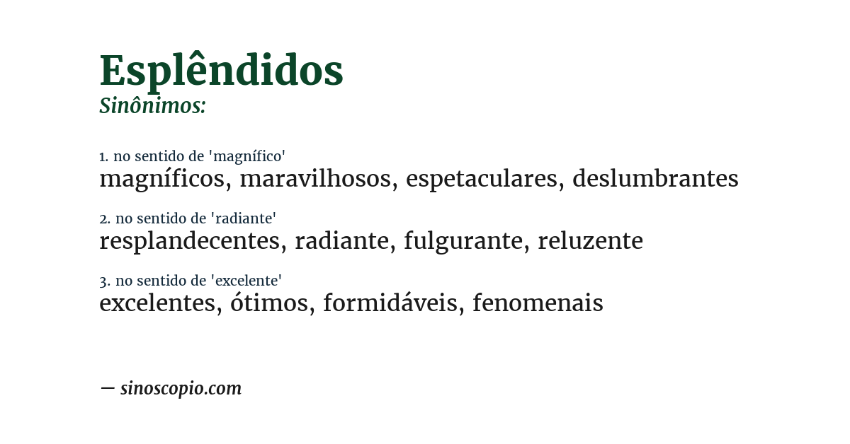 Sinônimo de esplêndidos