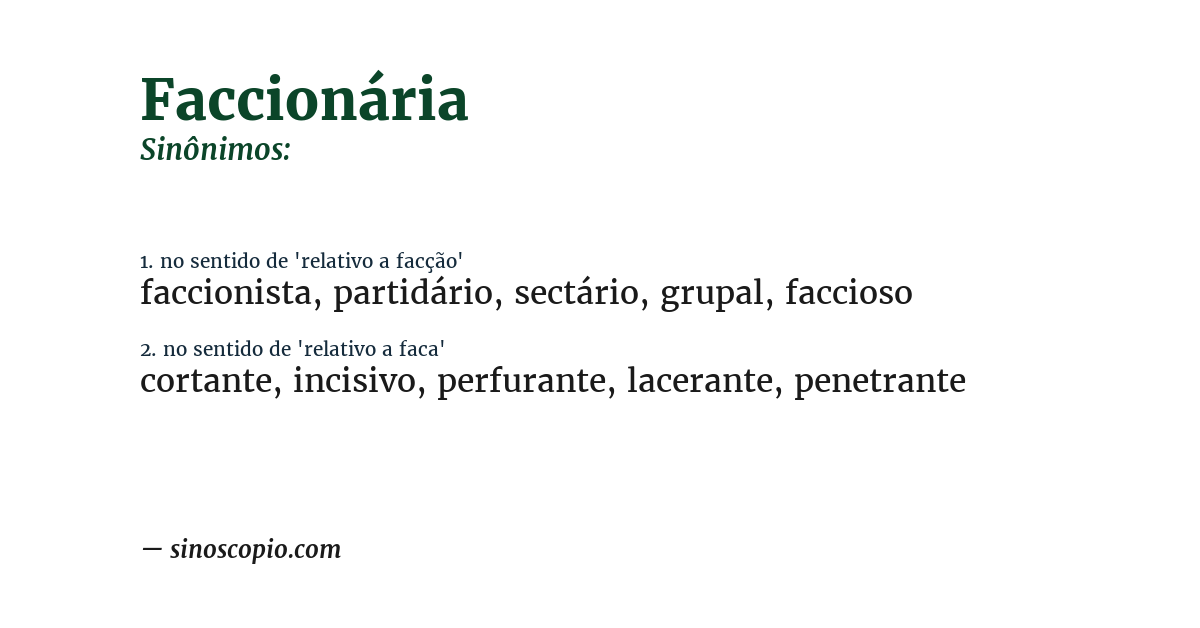 Sinônimo de faccionária