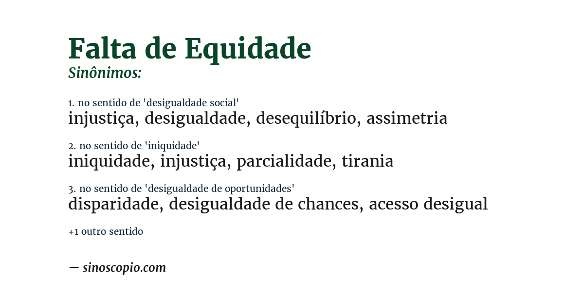 Sinônimo de falta de equidade