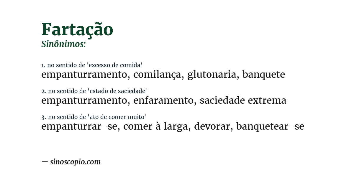 Sinônimo de fartação