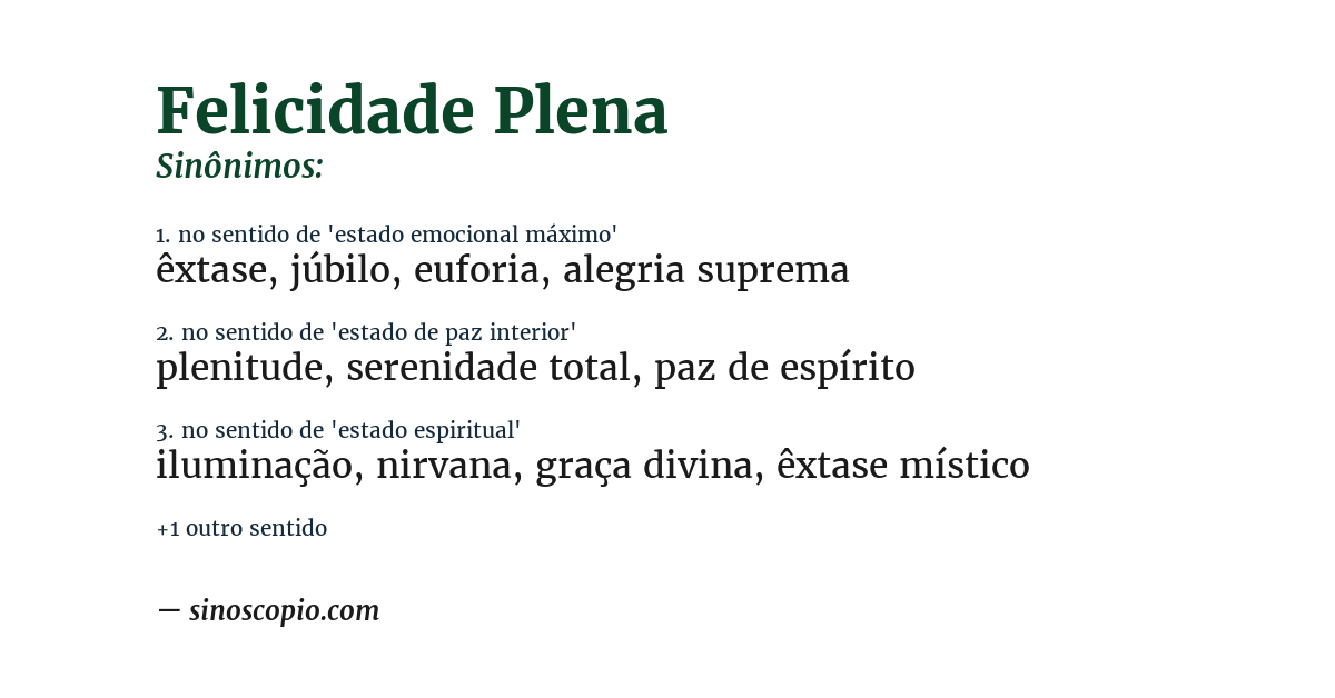 Sinônimo de felicidade plena