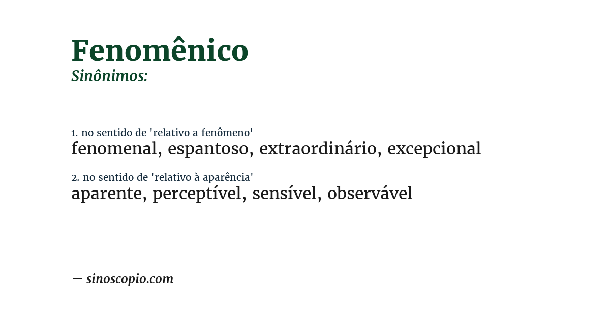 Sinônimo de fenomênico