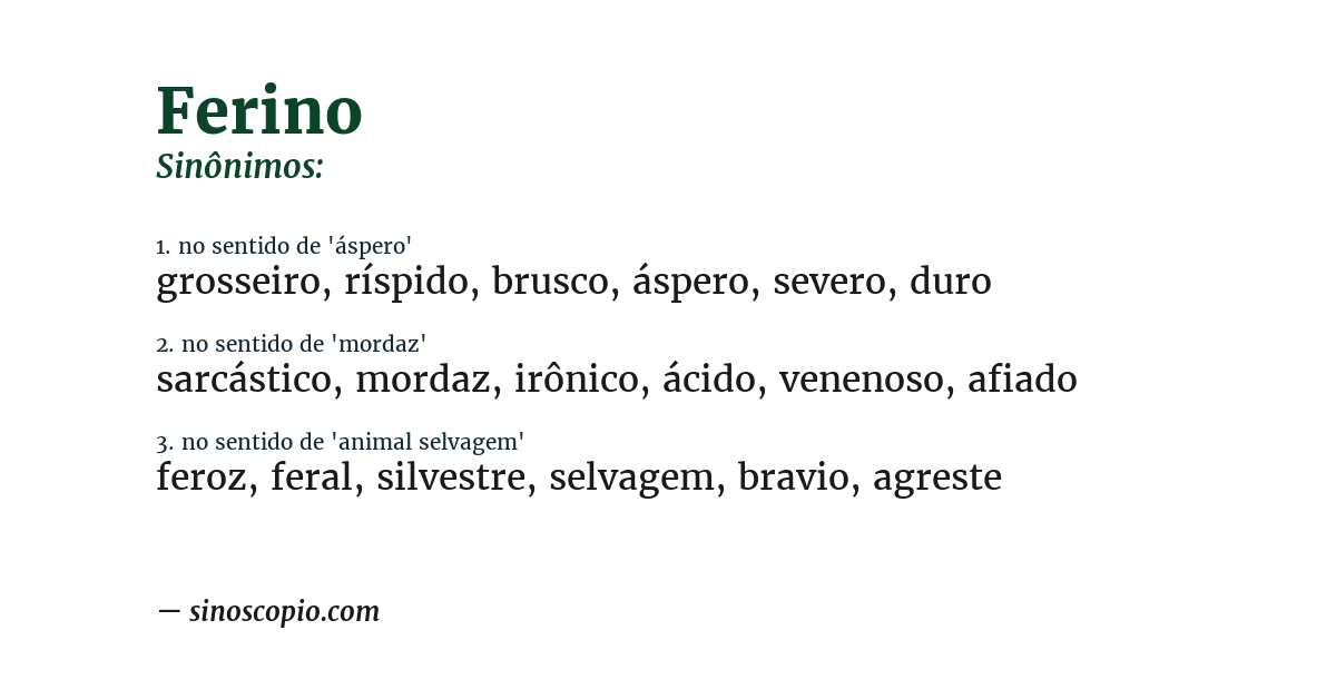 Sinônimo de ferino