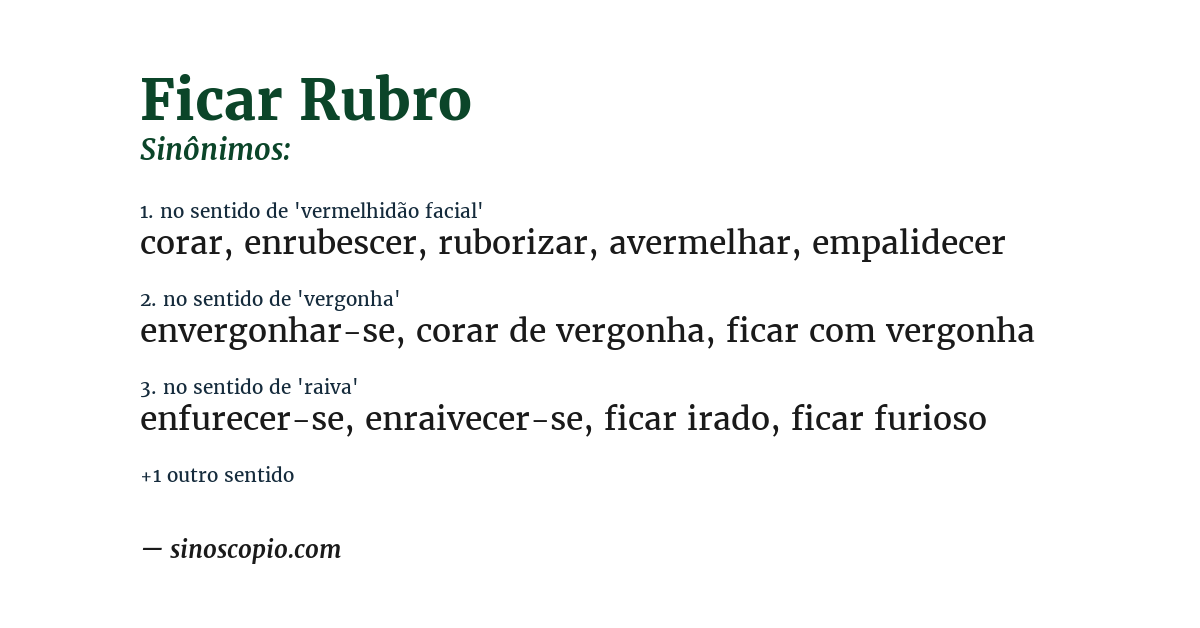Sinônimo de ficar rubro
