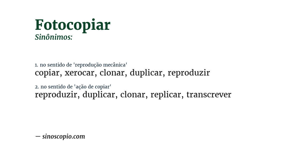 Sinônimo de fotocopiar