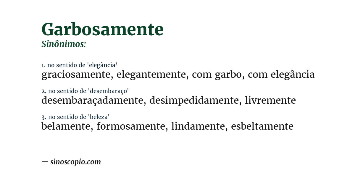 Sinônimo de garbosamente