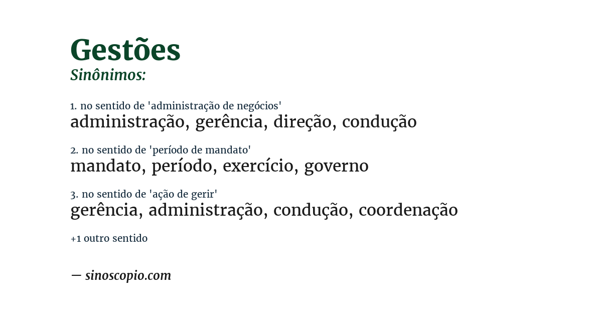 Sinônimo de gestões