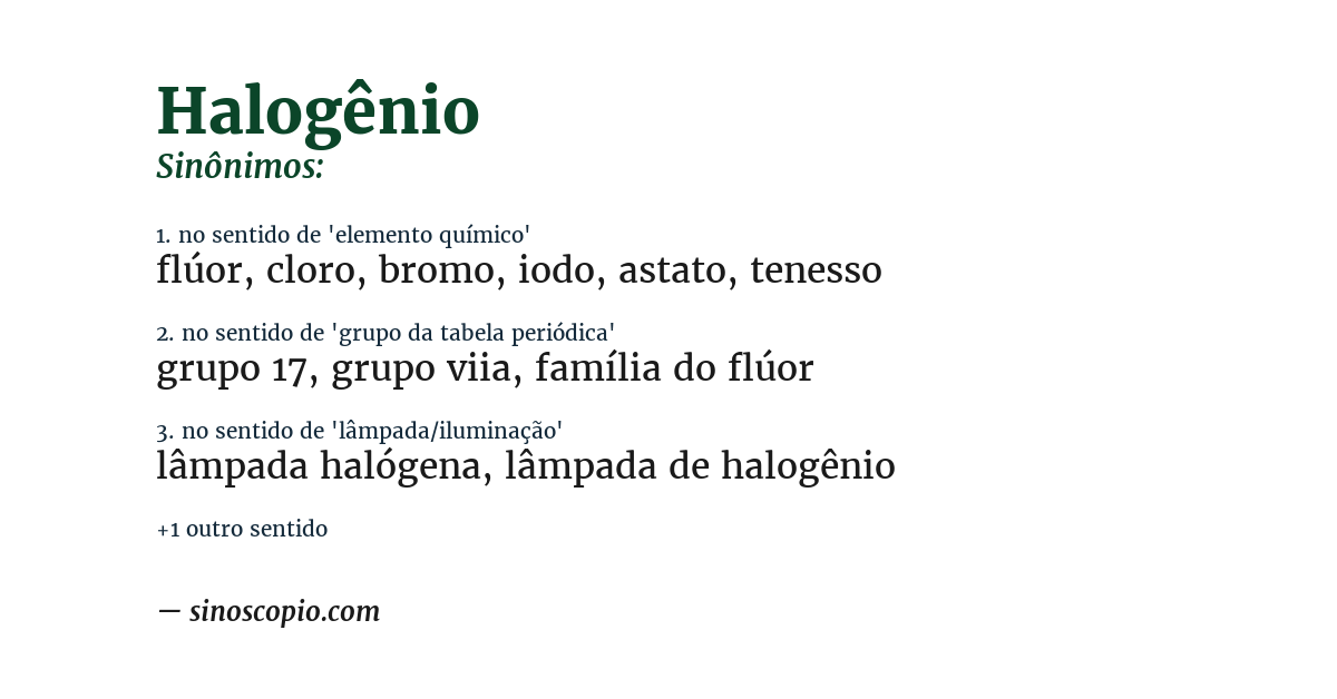 Sinônimo de halogênio