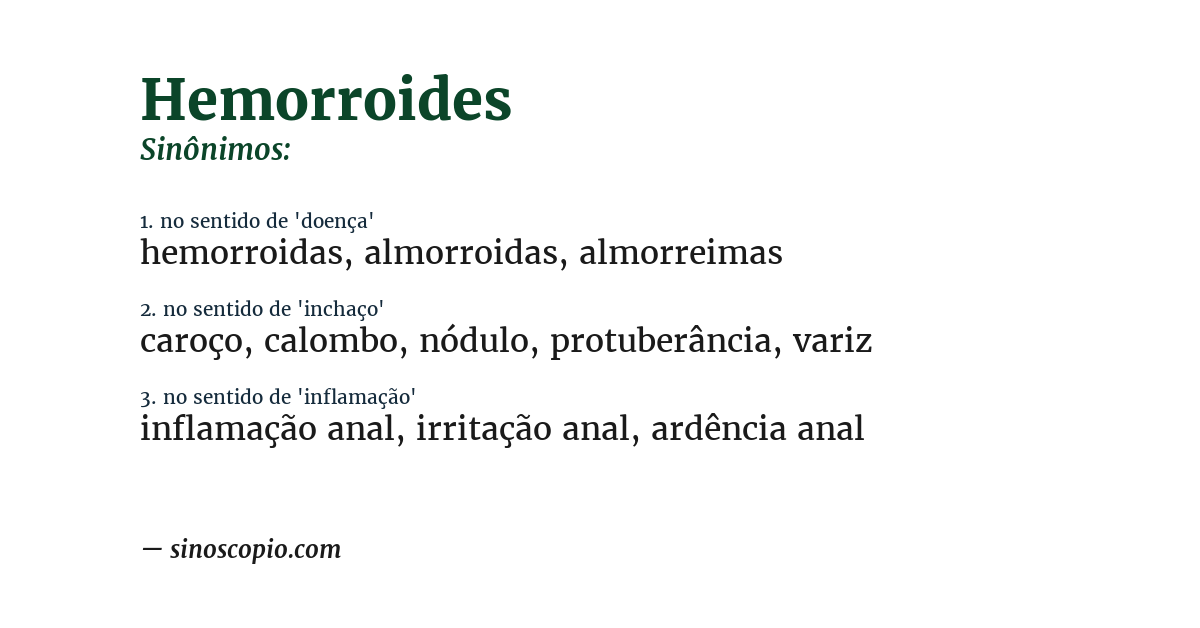 Sinônimo de hemorroides
