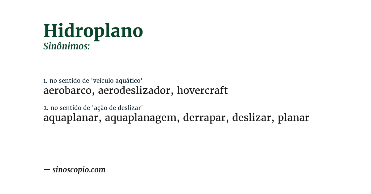 Sinônimo de hidroplano