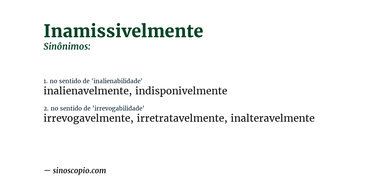 Sinônimo de inamissivelmente