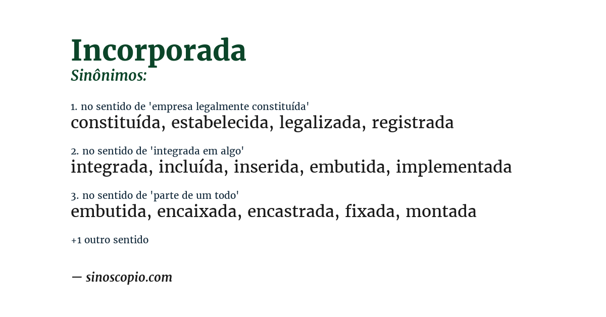 Sinônimo de incorporada