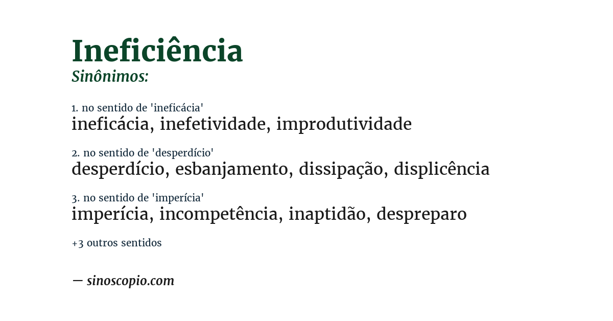 Sinônimo de ineficiência