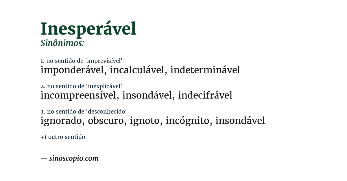 Sinônimo de inesperável