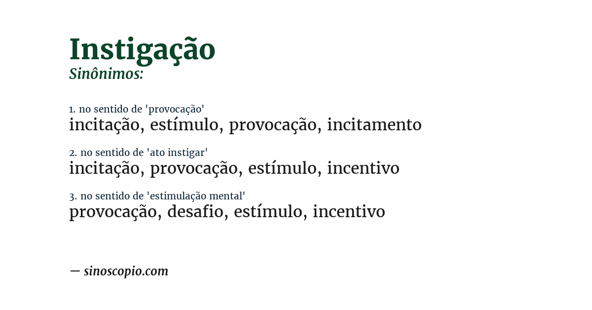 Sinônimo de instigação