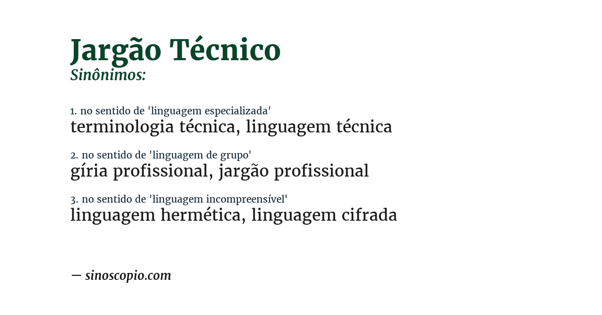 Sinônimo de jargão técnico
