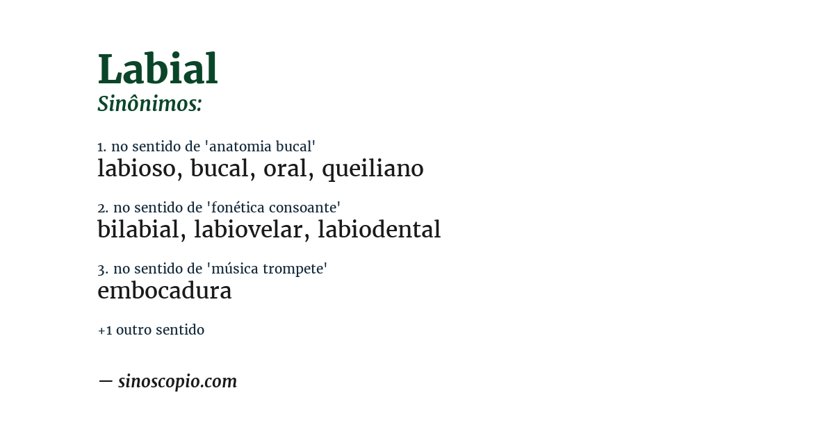 Sinônimo de labial