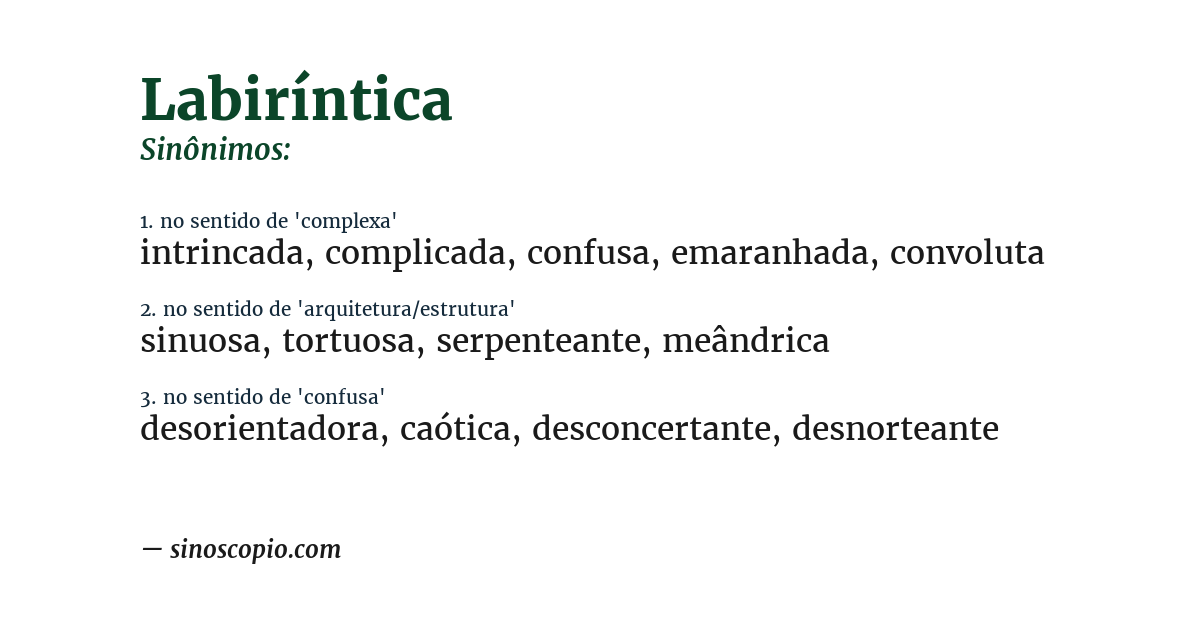 Sinônimo de labiríntica