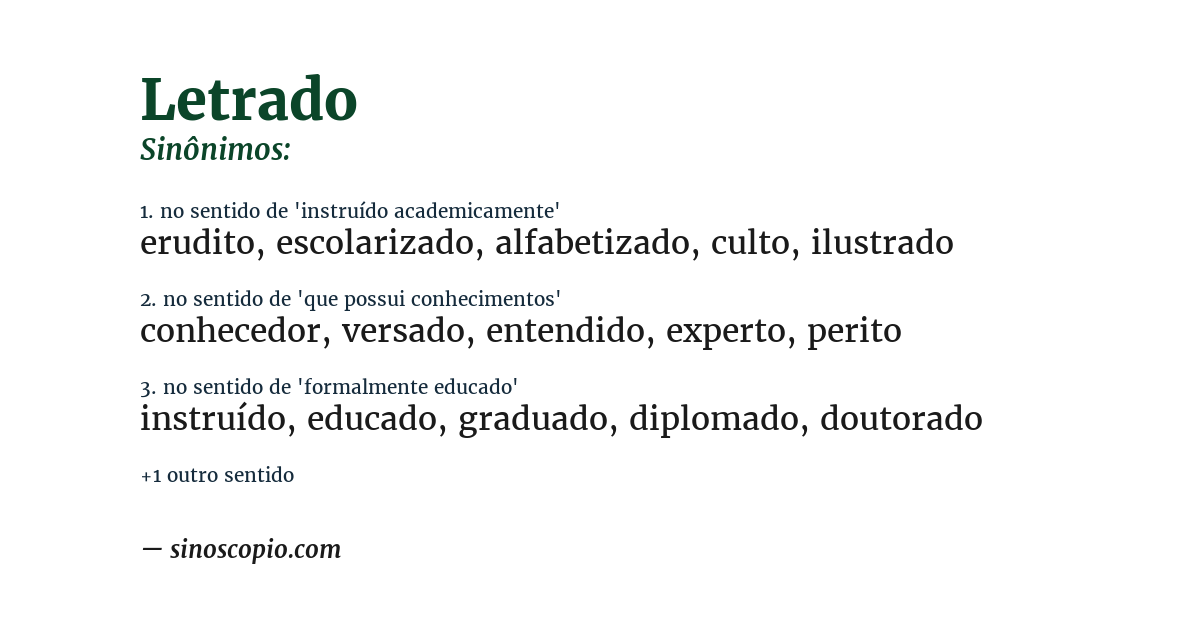 Sinônimo de letrado