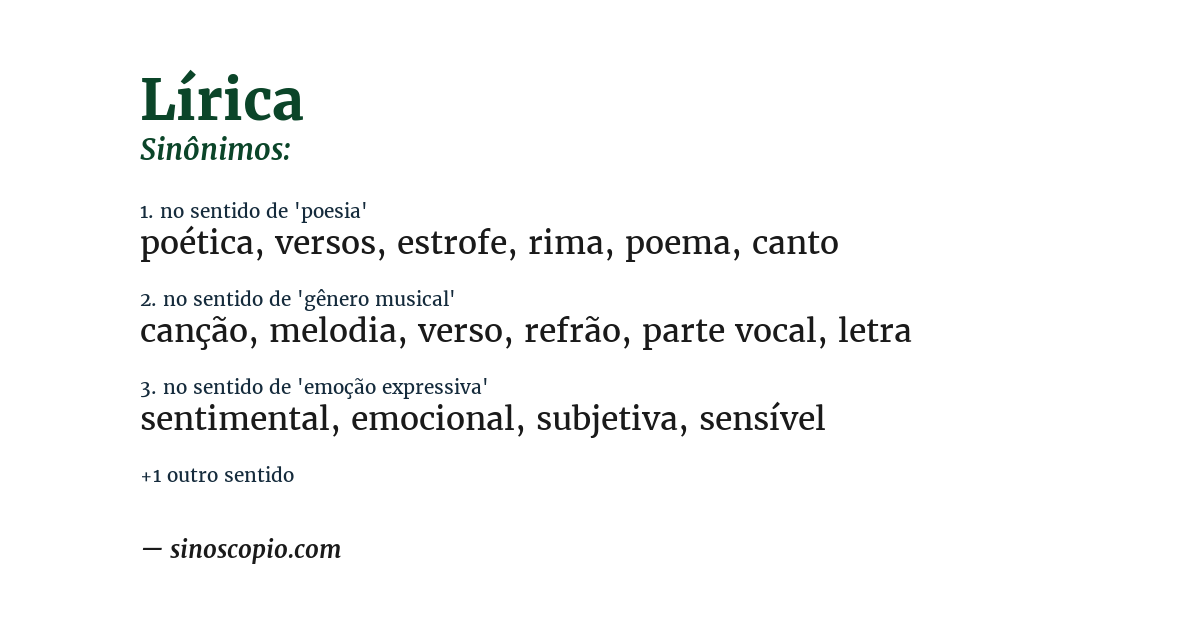 Sinônimo de lírica