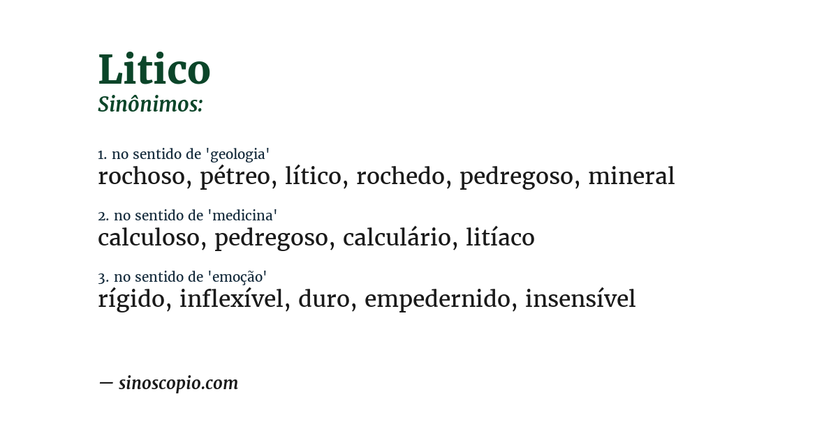 Sinônimo de litico