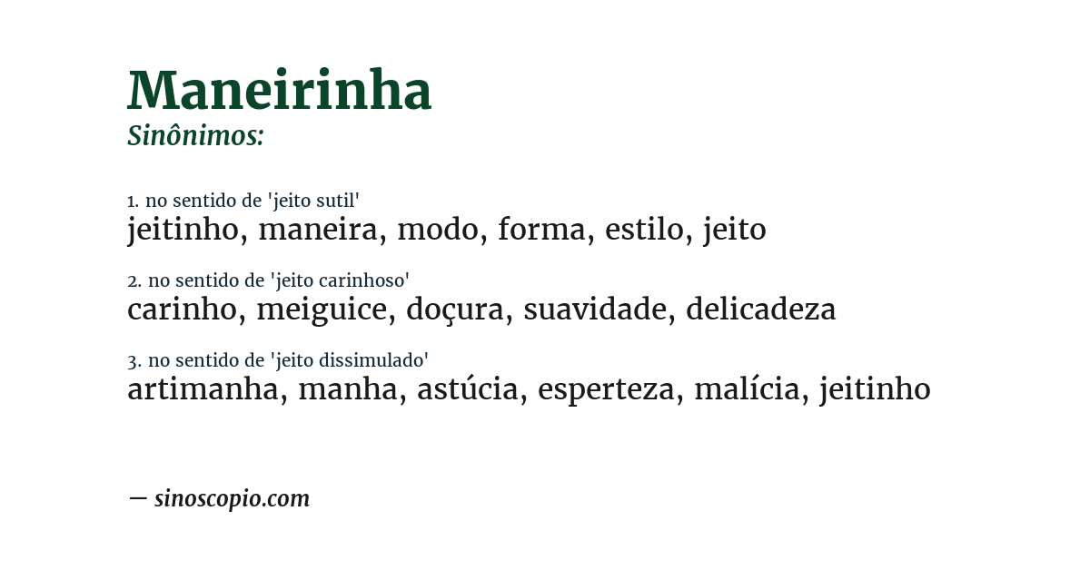 Sinônimo de maneirinha