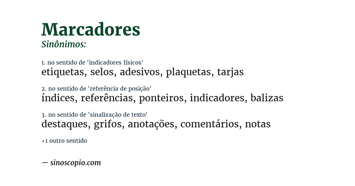Sinônimo de marcadores
