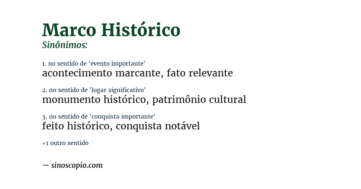Sinônimo de marco histórico