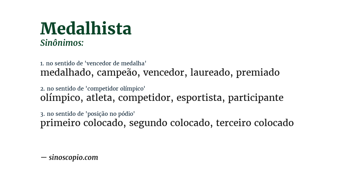 Sinônimo de medalhista