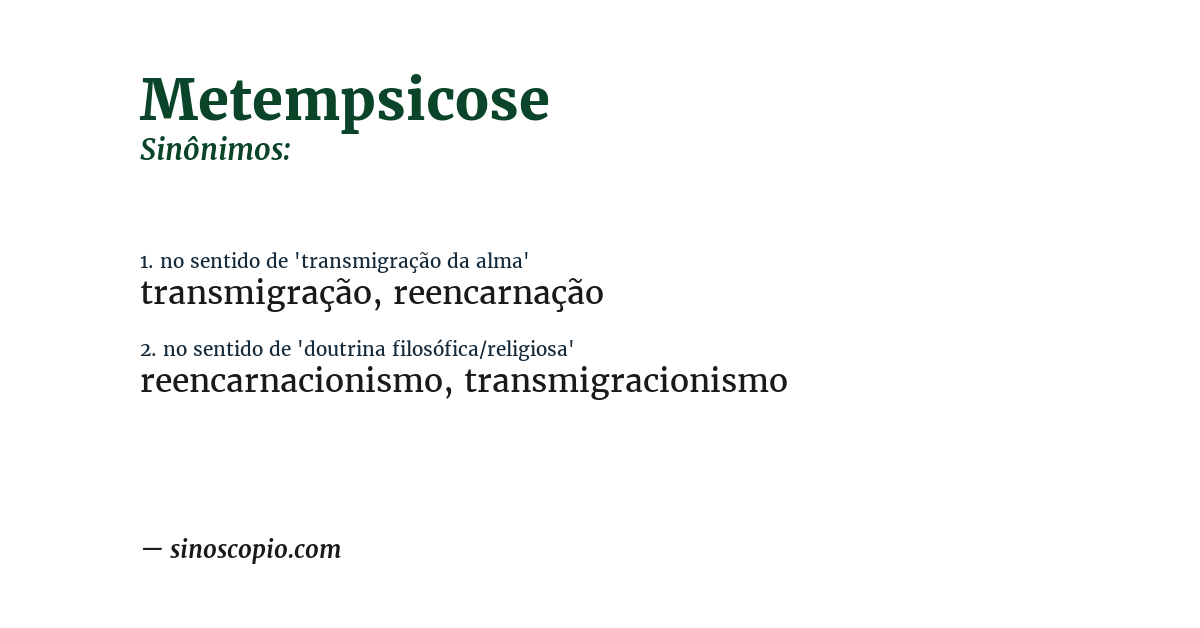 Sinônimo de metempsicose