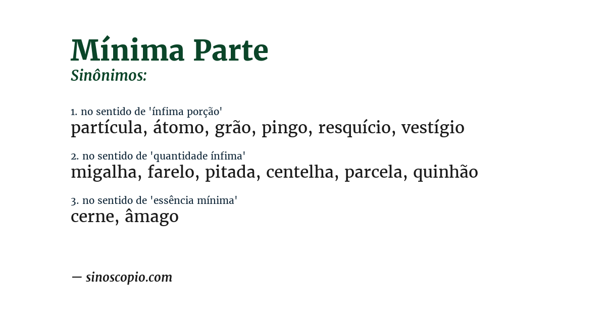 Sinônimo de mínima parte