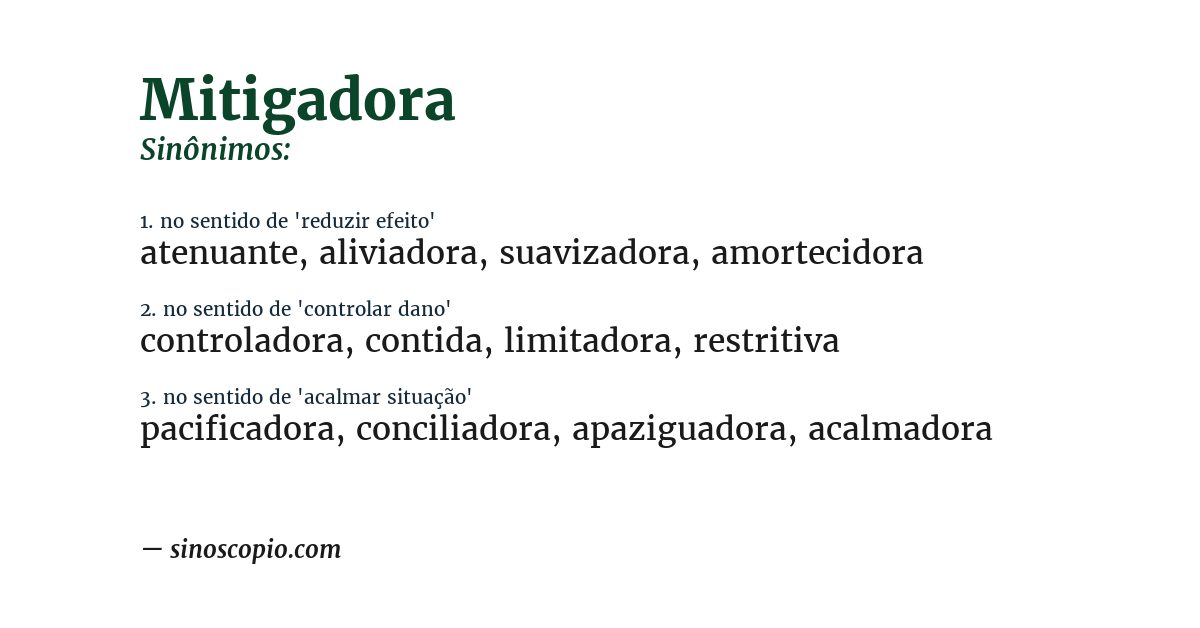 Sinônimo de mitigadora