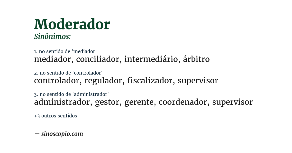 Sinônimo de moderador