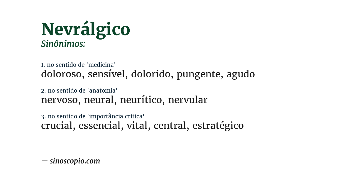 Sinônimo de nevrálgico