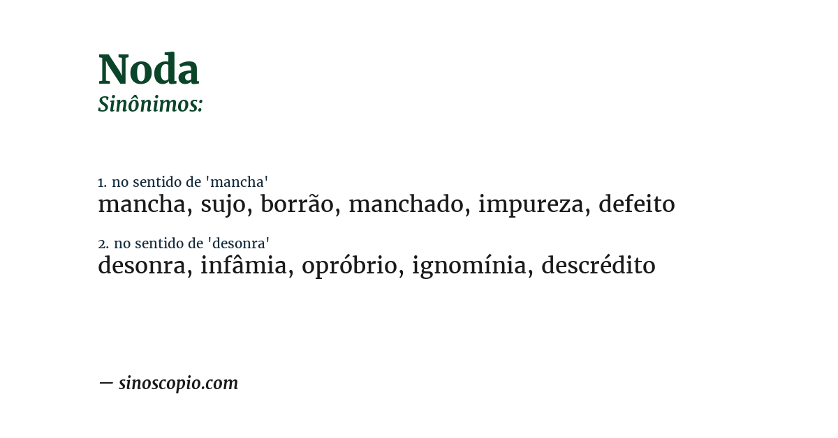 Sinônimo de noda