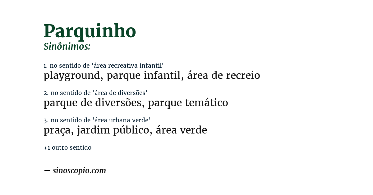 Sinônimo de parquinho