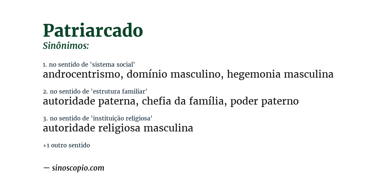 Sinônimo de patriarcado