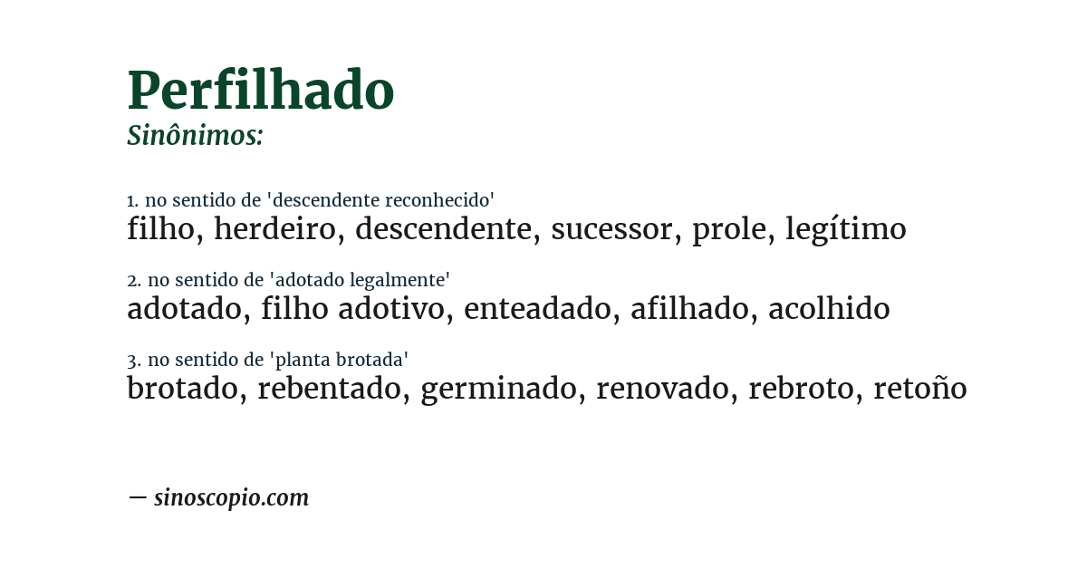 Sinônimo de perfilhado