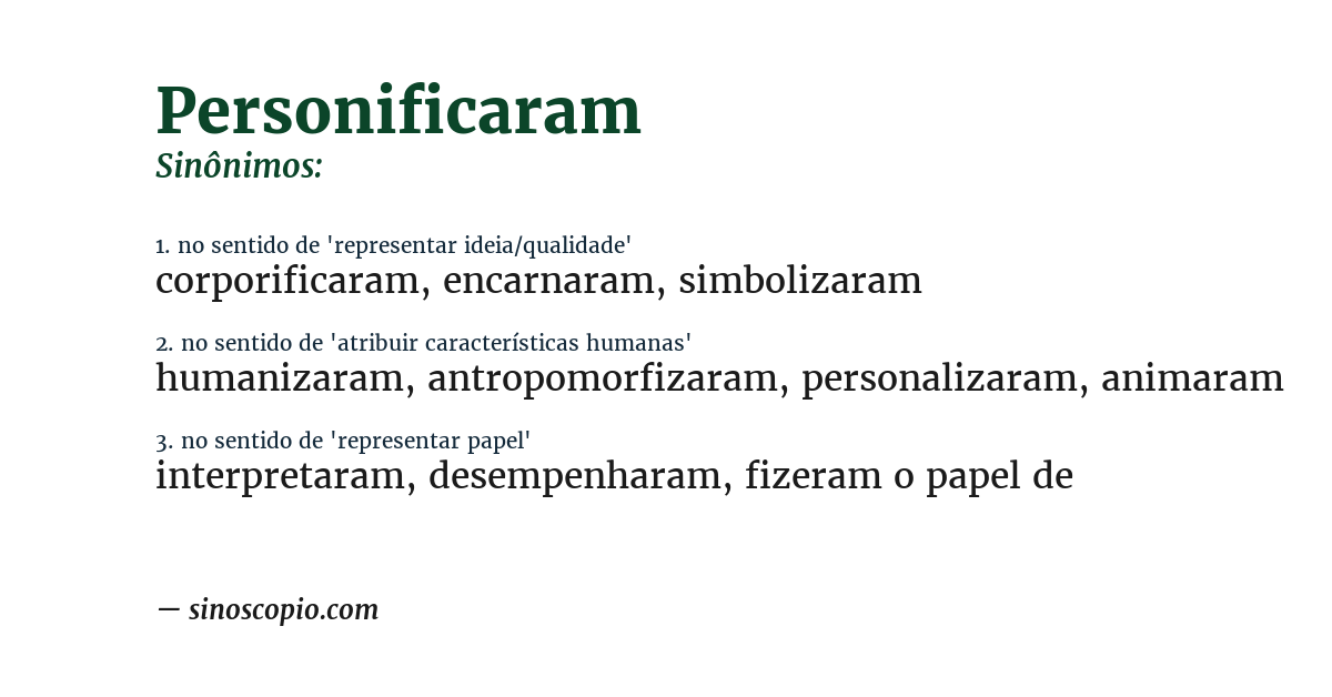 Sinônimo de personificaram