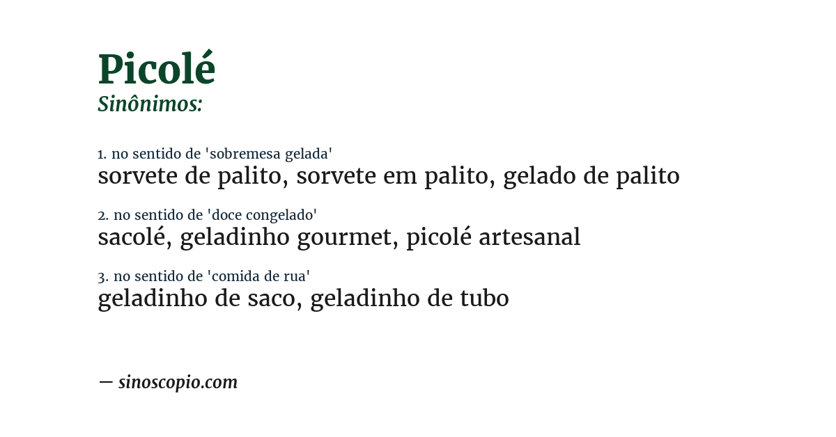 Sinônimo de picolé