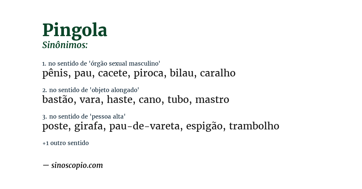 Sinônimo de pingola