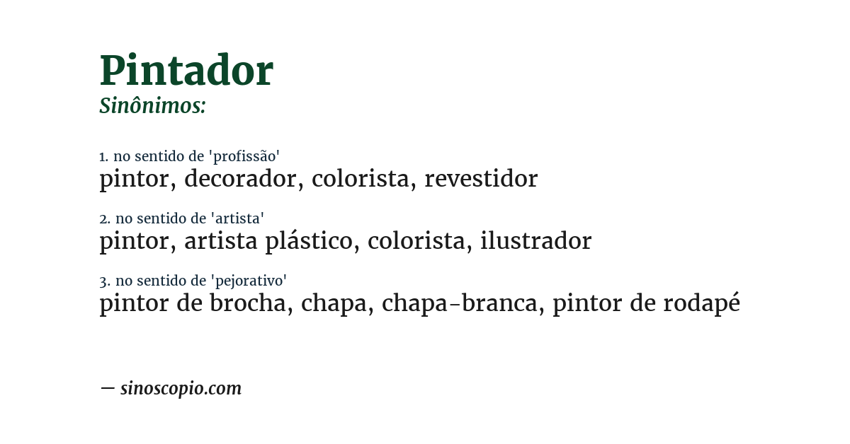 Sinônimo de pintador