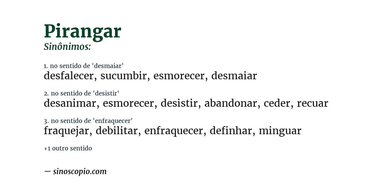 Sinônimo de pirangar